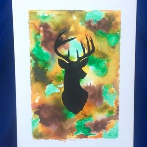 Hand drawn & painted Camo Deer